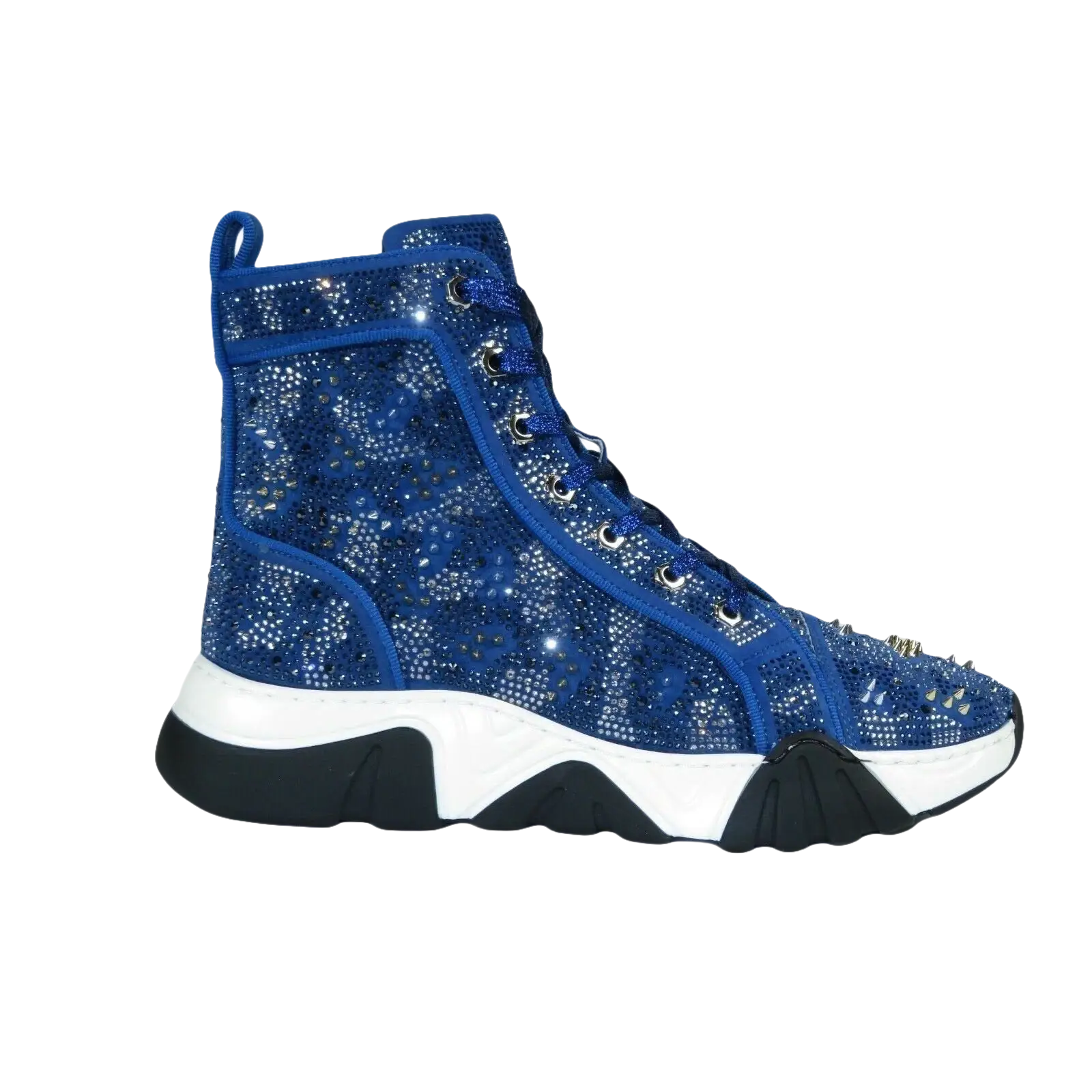 Mens High Top Shoes By FIESSO AURELIO GARCIA,Spikes Rhine stones 2412 Navy Blue - J.Valintin Men's Wear Legend - 95041