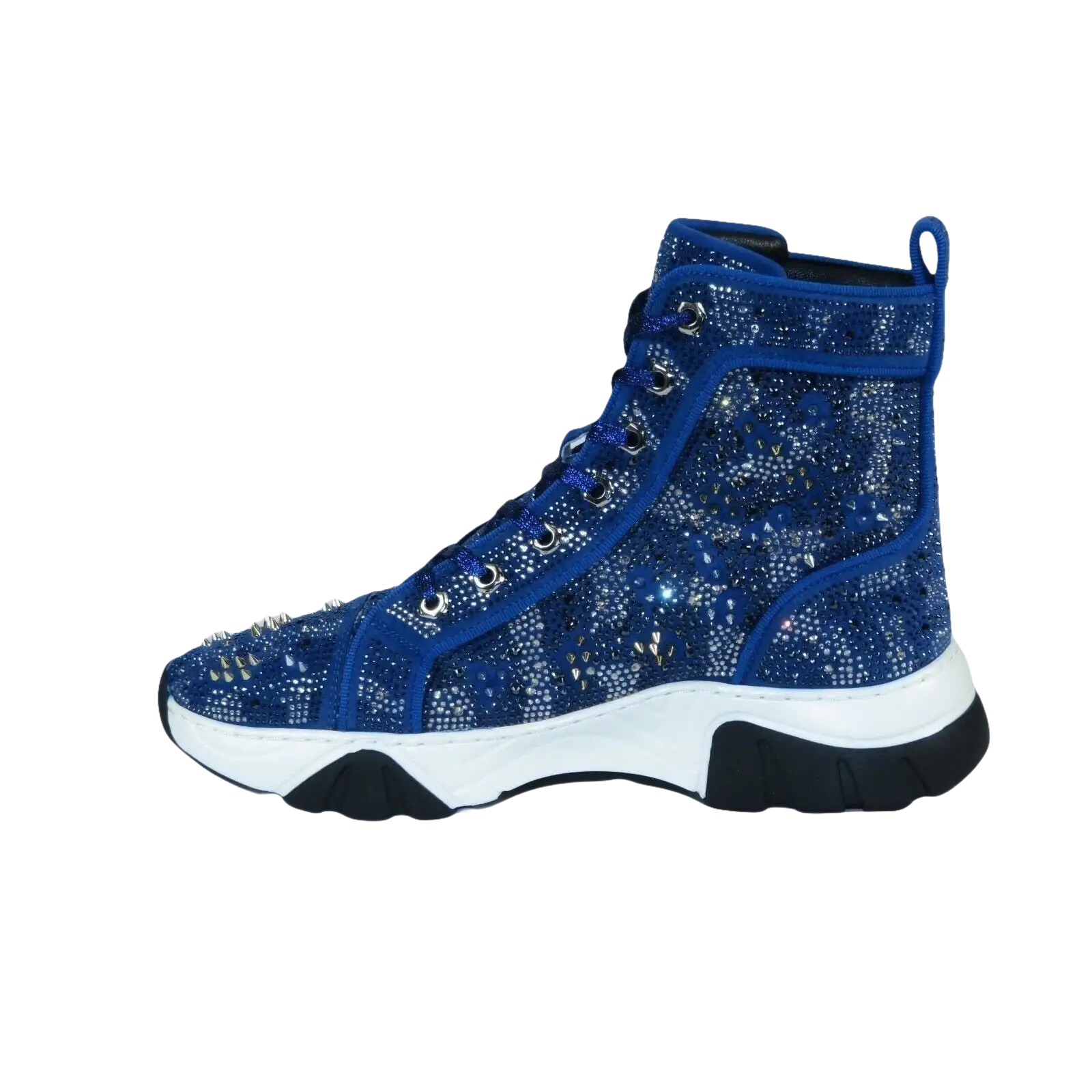 Mens High Top Shoes By FIESSO AURELIO GARCIA,Spikes Rhine stones 2412 Navy Blue - J.Valintin Men's Wear Legend - 95041