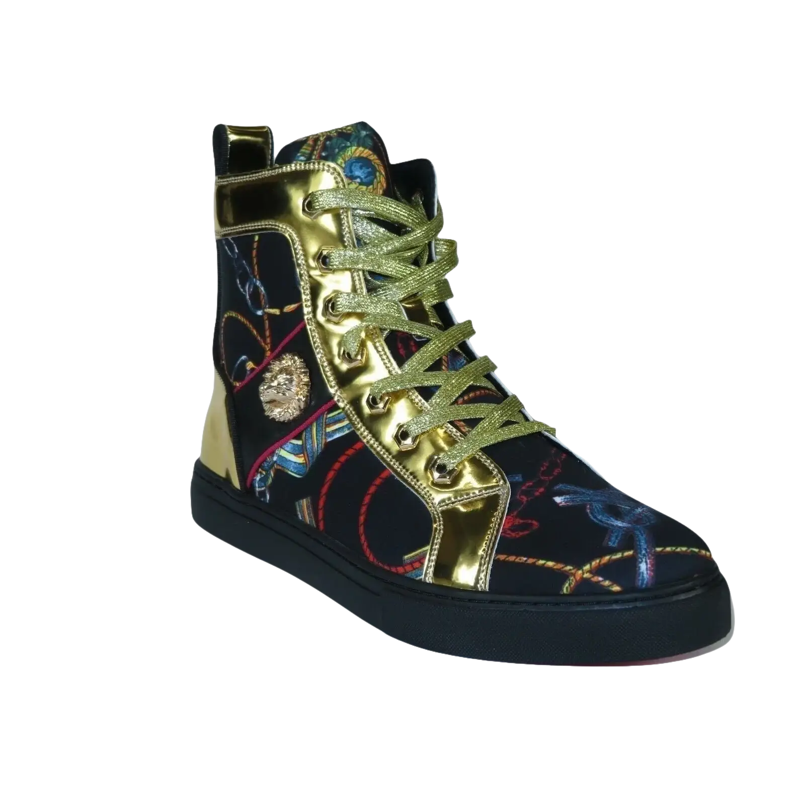 Mens High Top Shoes FIESSO by AURELIO GARCIA Chain Medusa Celebrity 2421 Black - J.Valintin Men's Wear Legend - 95103