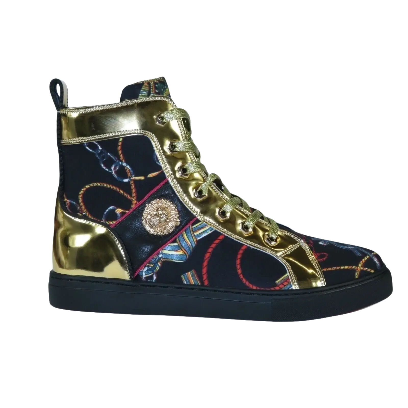Mens High Top Shoes FIESSO by AURELIO GARCIA Chain Medusa Celebrity 2421 Black - J.Valintin Men's Wear Legend - 95103