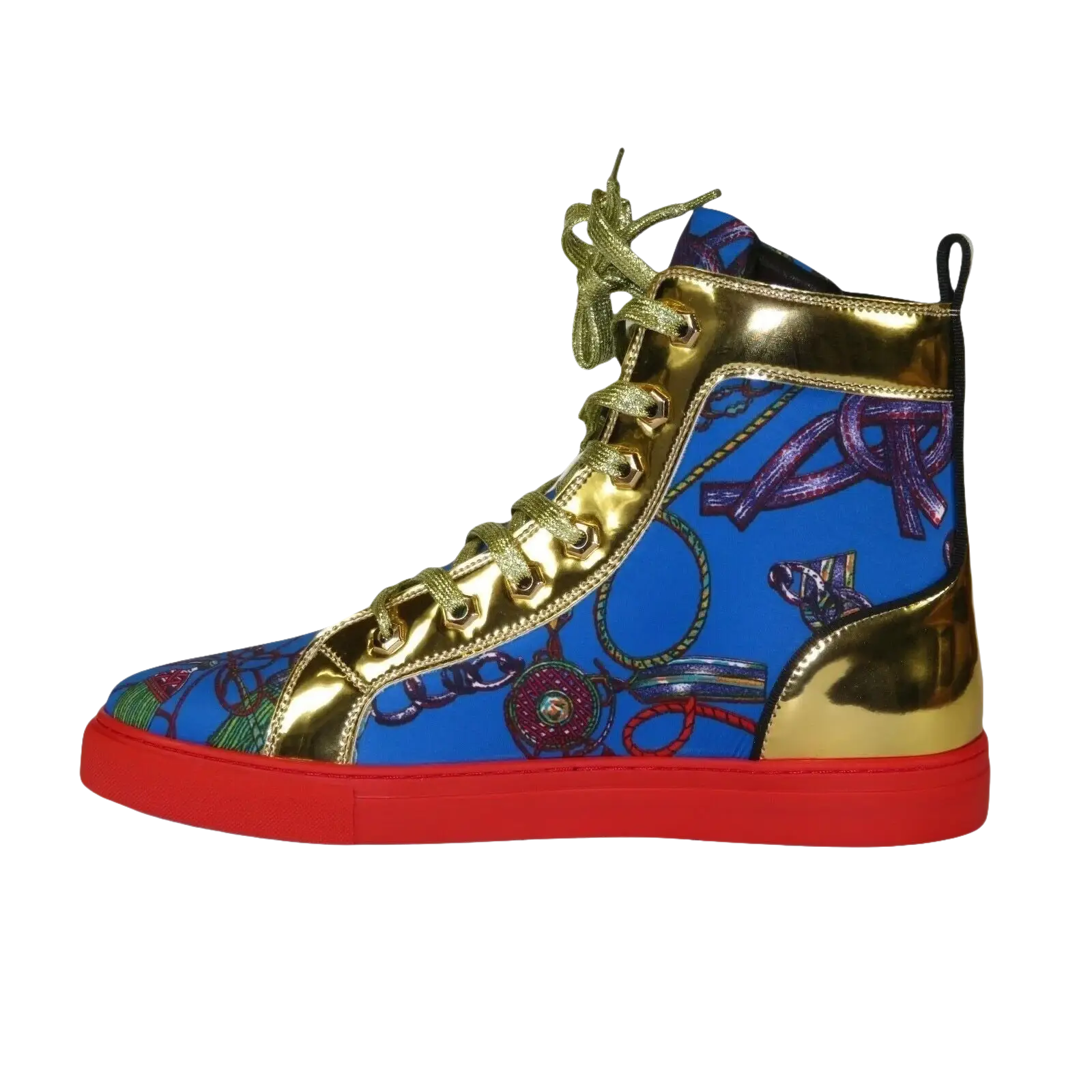 Mens High Top Shoes FIESSO by AURELIO GARCIA Chain Medusa Celebrity 2421 Blue - J.Valintin Men's Wear Legend - 95091