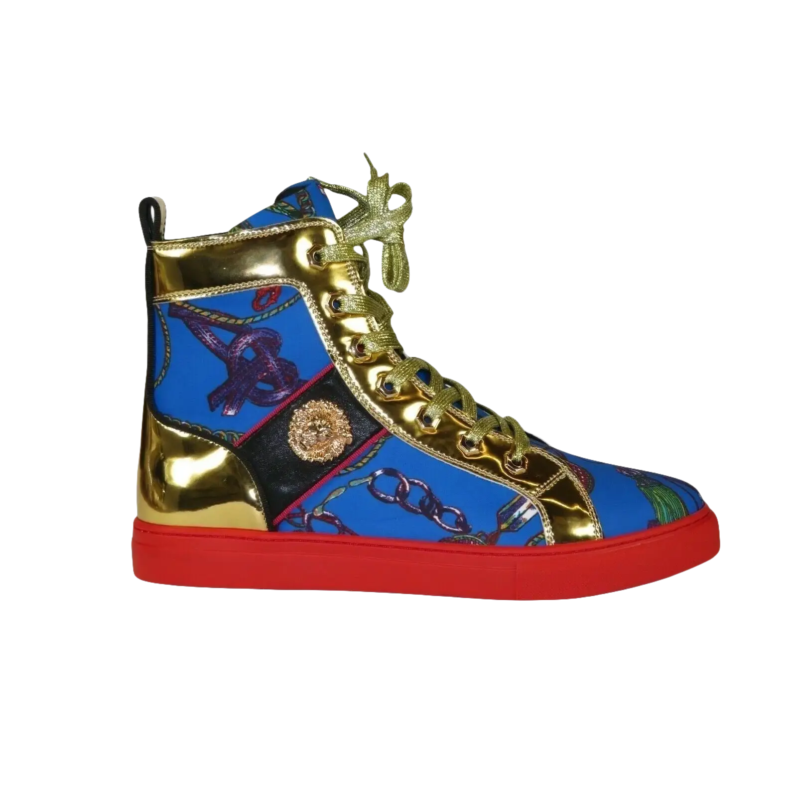 Mens High Top Shoes FIESSO by AURELIO GARCIA Chain Medusa Celebrity 2421 Blue - J.Valintin Men's Wear Legend - 95091