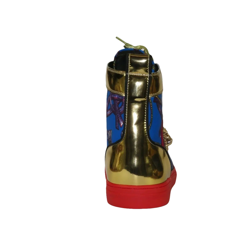 Mens High Top Shoes FIESSO by AURELIO GARCIA Chain Medusa Celebrity 2421 Blue - J.Valintin Men's Wear Legend - 95091