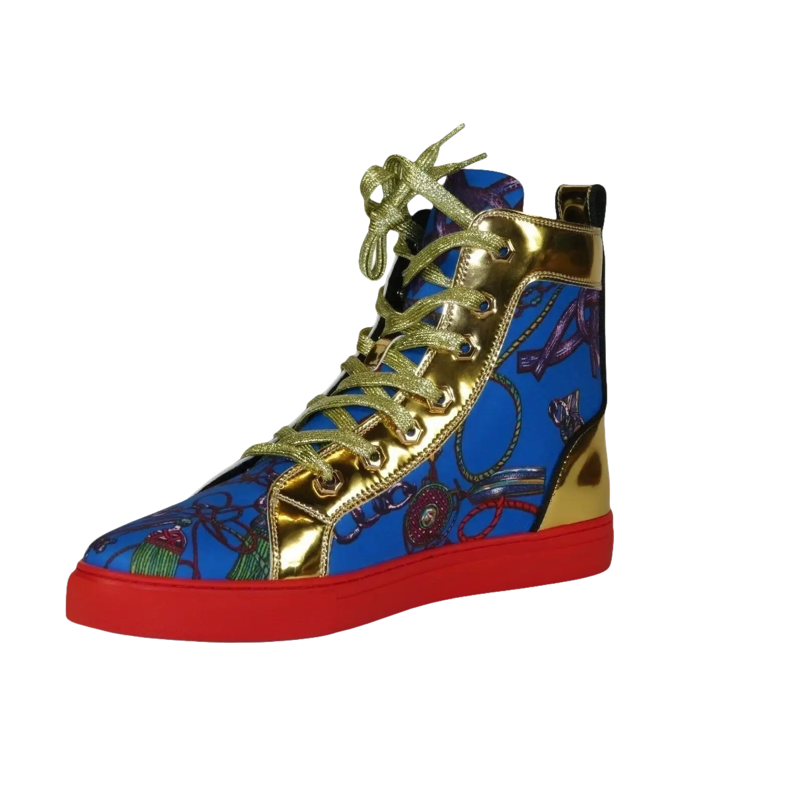 Mens High Top Shoes FIESSO by AURELIO GARCIA Chain Medusa Celebrity 2421 Blue - J.Valintin Men's Wear Legend - 95091