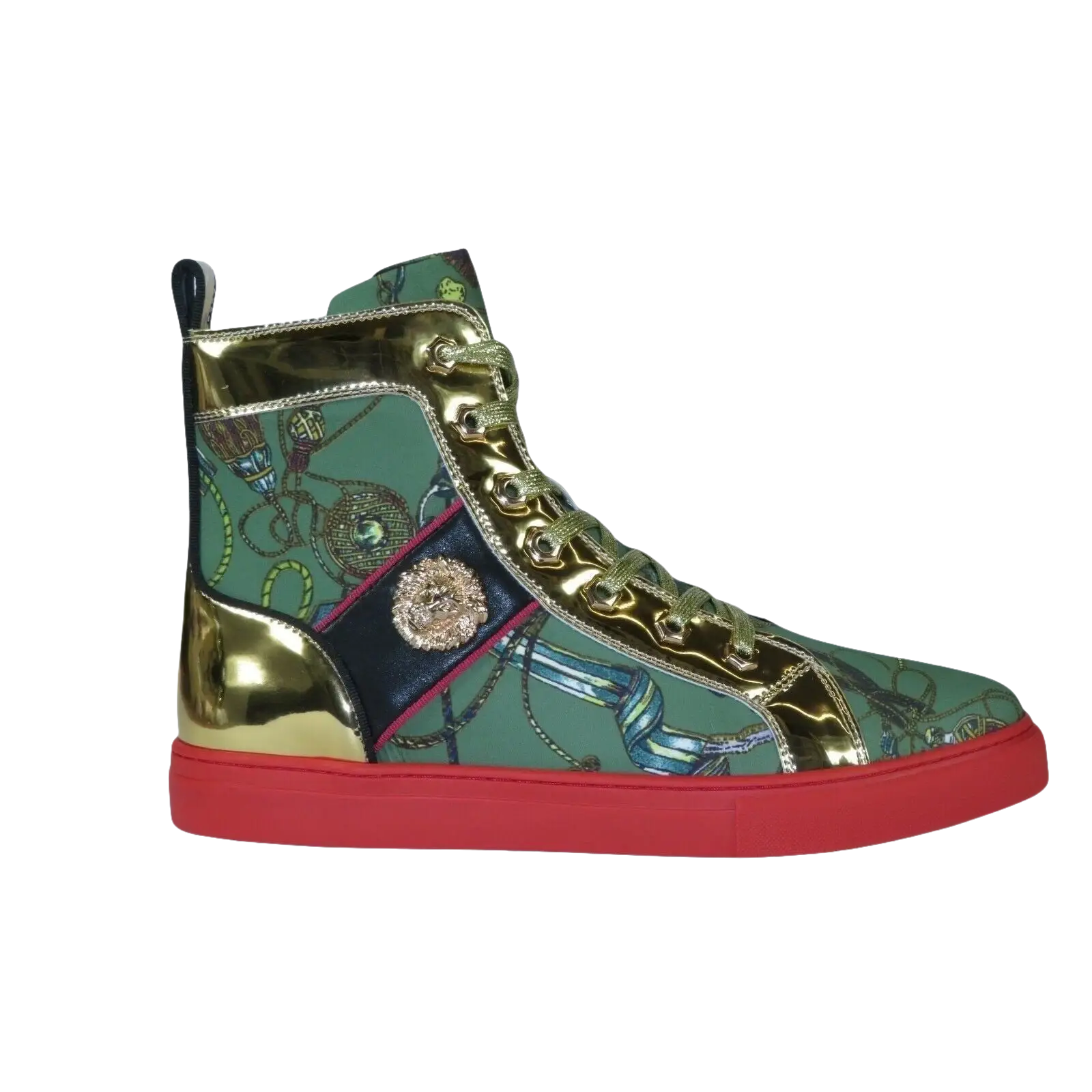Mens High Top Shoes FIESSO by AURELIO GARCIA Chain Medusa Celebrity 2421 Green - J.Valintin Men's Wear Legend - 95097