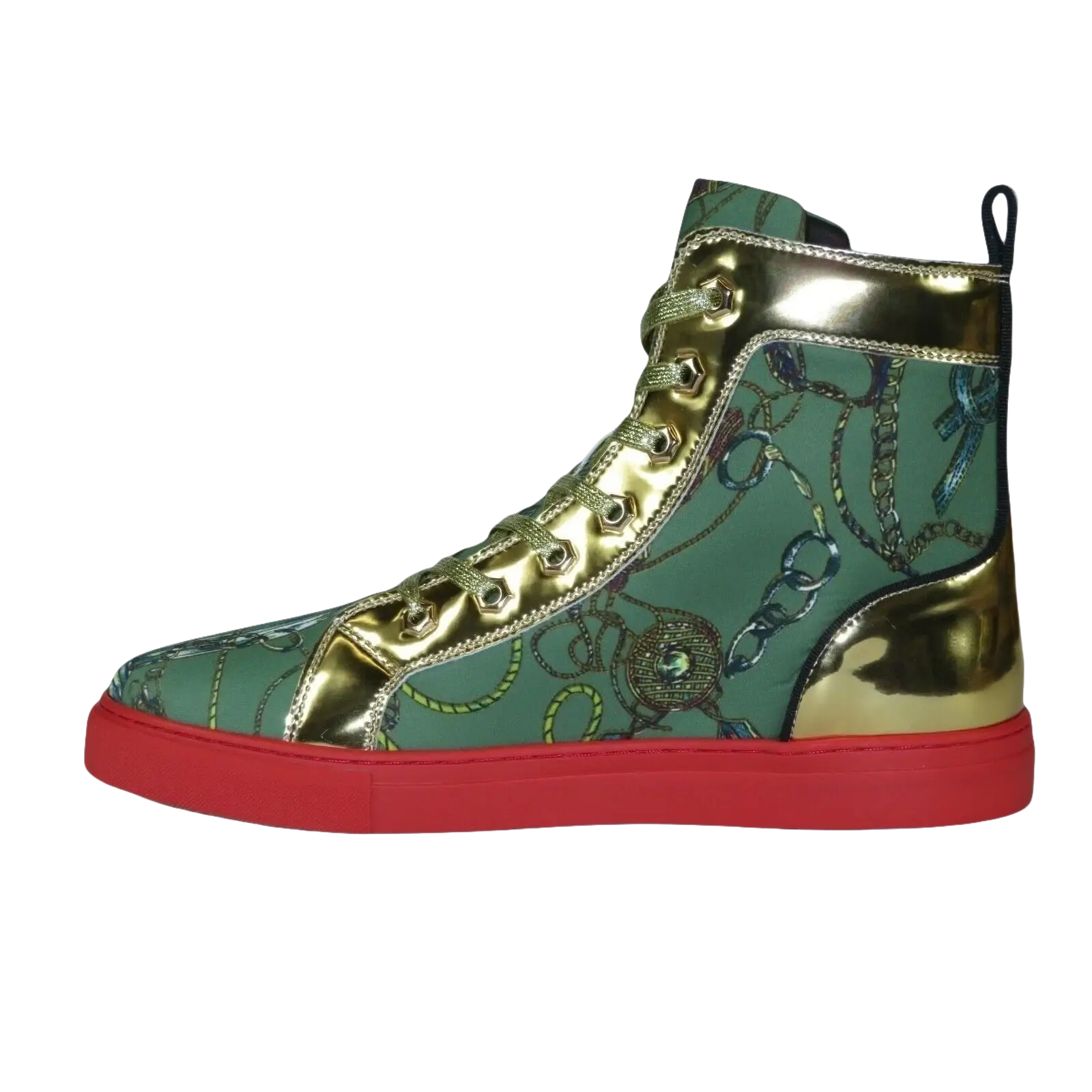 Mens High Top Shoes FIESSO by AURELIO GARCIA Chain Medusa Celebrity 2421 Green - J.Valintin Men's Wear Legend - 95097