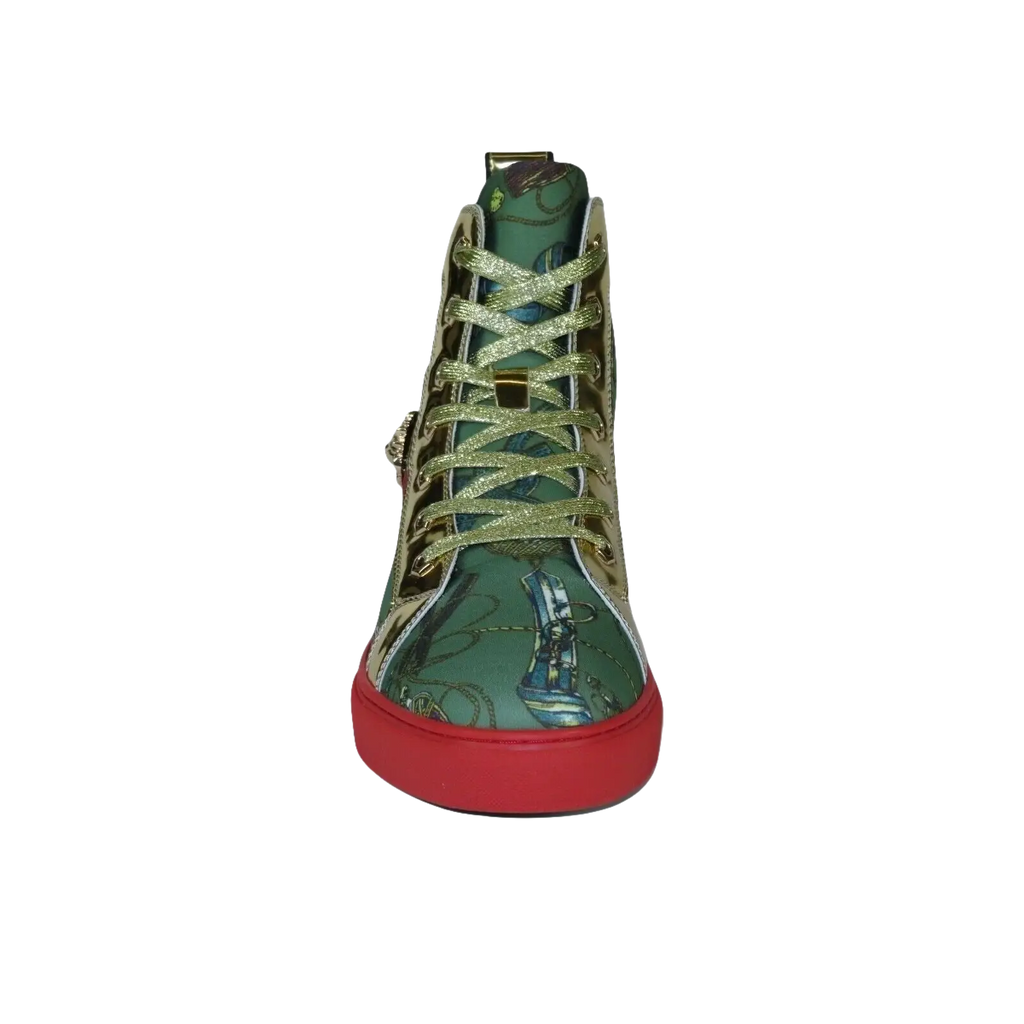 Mens High Top Shoes FIESSO by AURELIO GARCIA Chain Medusa Celebrity 2421 Green - J.Valintin Men's Wear Legend - 95097