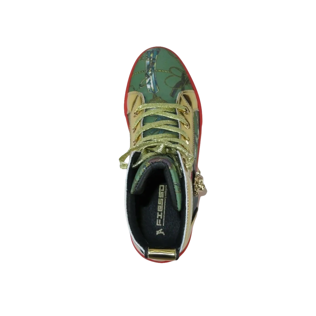 Mens High Top Shoes FIESSO by AURELIO GARCIA Chain Medusa Celebrity 2421 Green - J.Valintin Men's Wear Legend - 95097