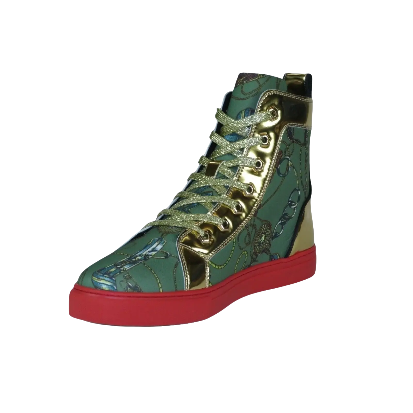 Mens High Top Shoes FIESSO by AURELIO GARCIA Chain Medusa Celebrity 2421 Green - J.Valintin Men's Wear Legend - 95097