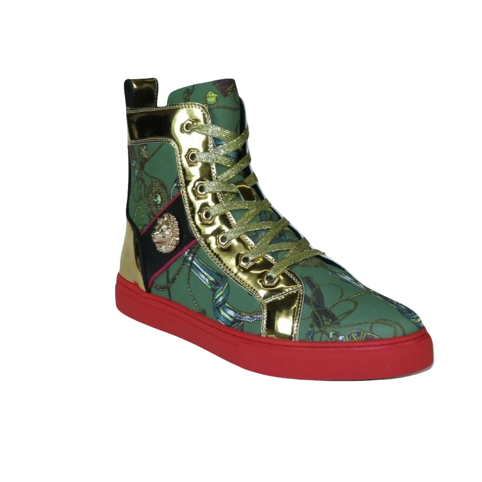 Mens High Top Shoes FIESSO by AURELIO GARCIA Chain Medusa Celebrity 2421 Green - J.Valintin Men's Wear Legend - 95097