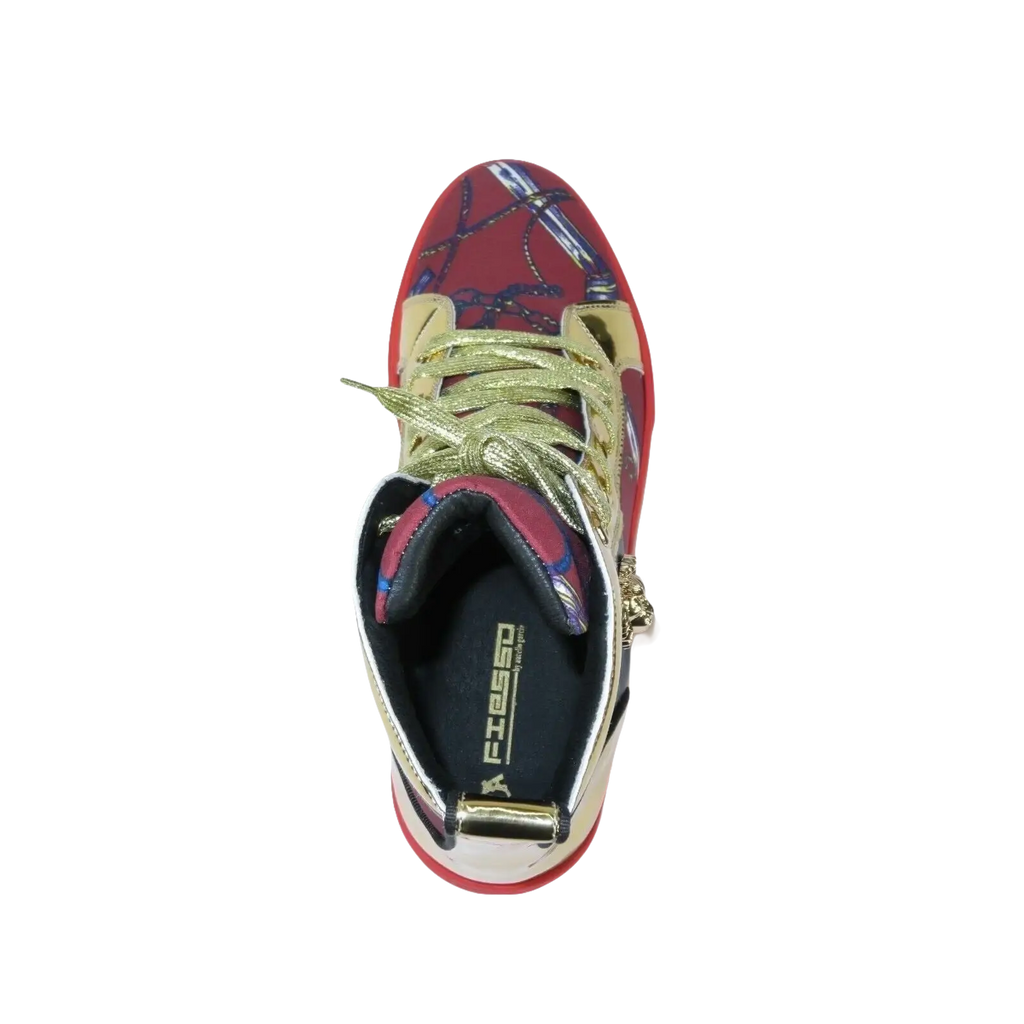 Mens High Top Shoes FIESSO by AURELIO GARCIA Chain Medusa Celebrity 2421 Red - J.Valintin Men's Wear Legend - 95085