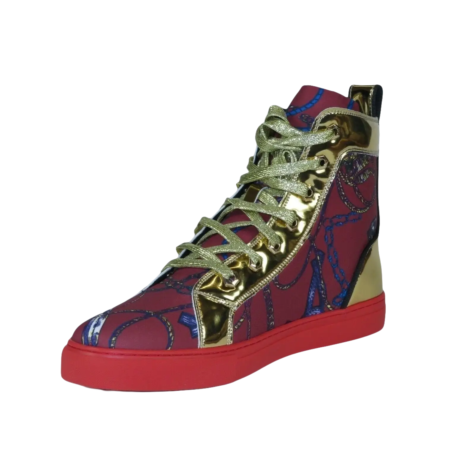 Mens High Top Shoes FIESSO by AURELIO GARCIA Chain Medusa Celebrity 2421 Red - J.Valintin Men's Wear Legend - 95085