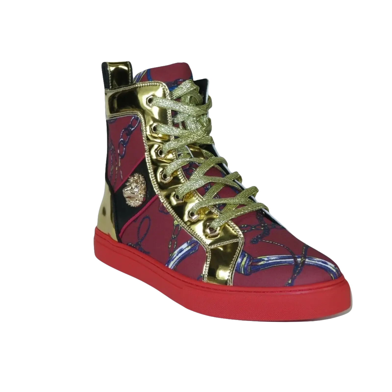 Mens High Top Shoes FIESSO by AURELIO GARCIA Chain Medusa Celebrity 2421 Red - J.Valintin Men's Wear Legend - 95085