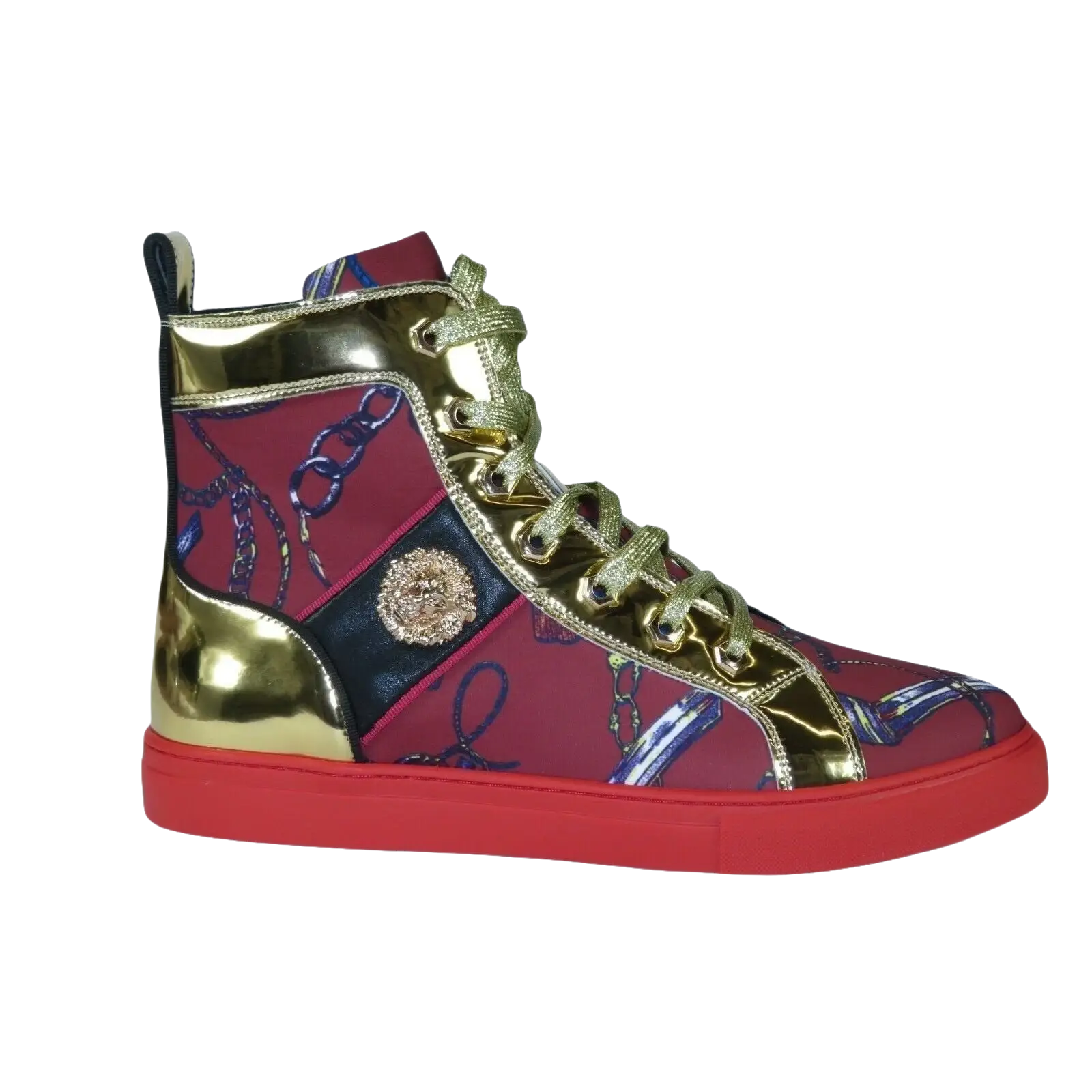 Mens High Top Shoes FIESSO by AURELIO GARCIA Chain Medusa Celebrity 2421 Red - J.Valintin Men's Wear Legend - 95085