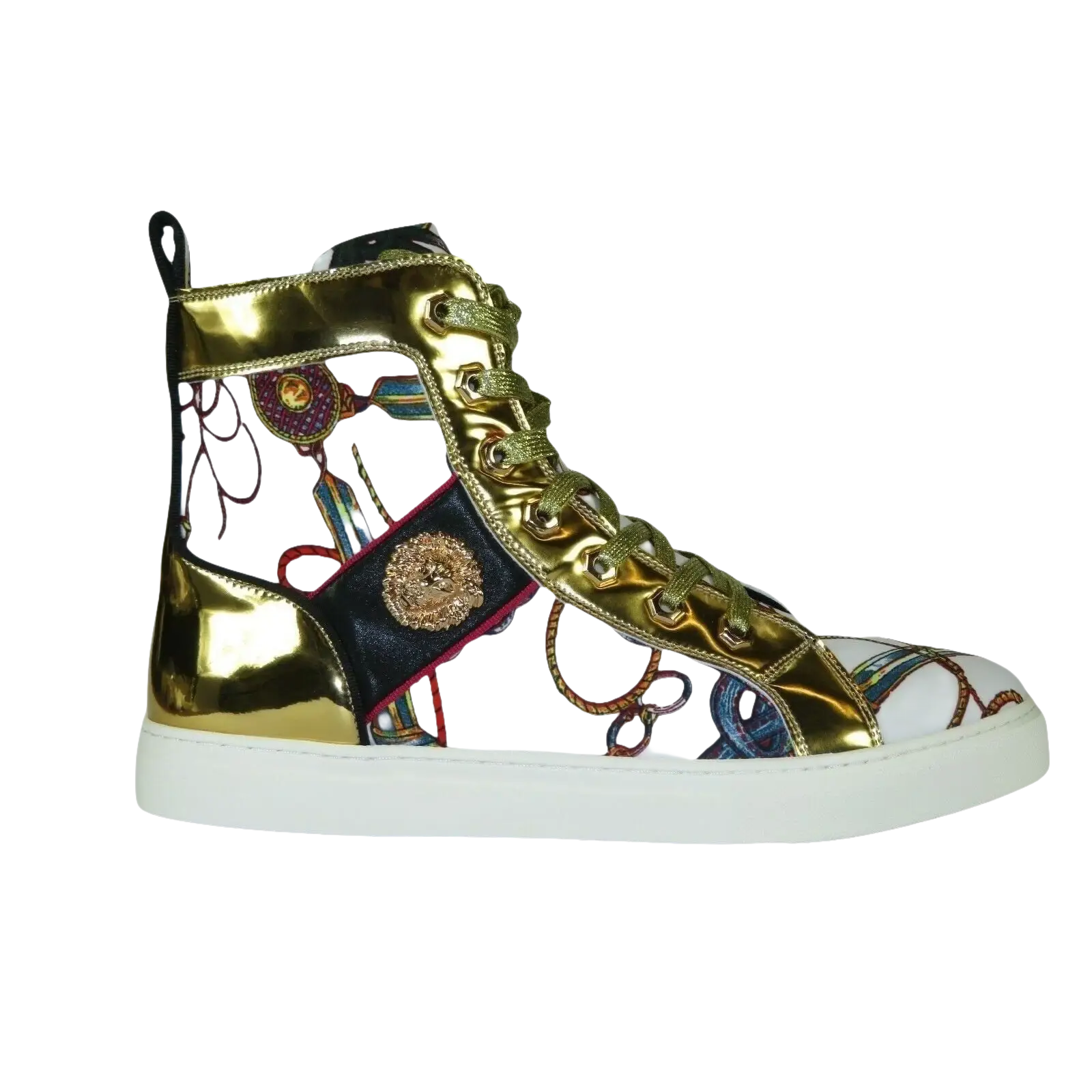 Mens High Top Shoes FIESSO by AURELIO GARCIA Chain Medusa Celebrity 2421 White - J.Valintin Men's Wear Legend - 95109