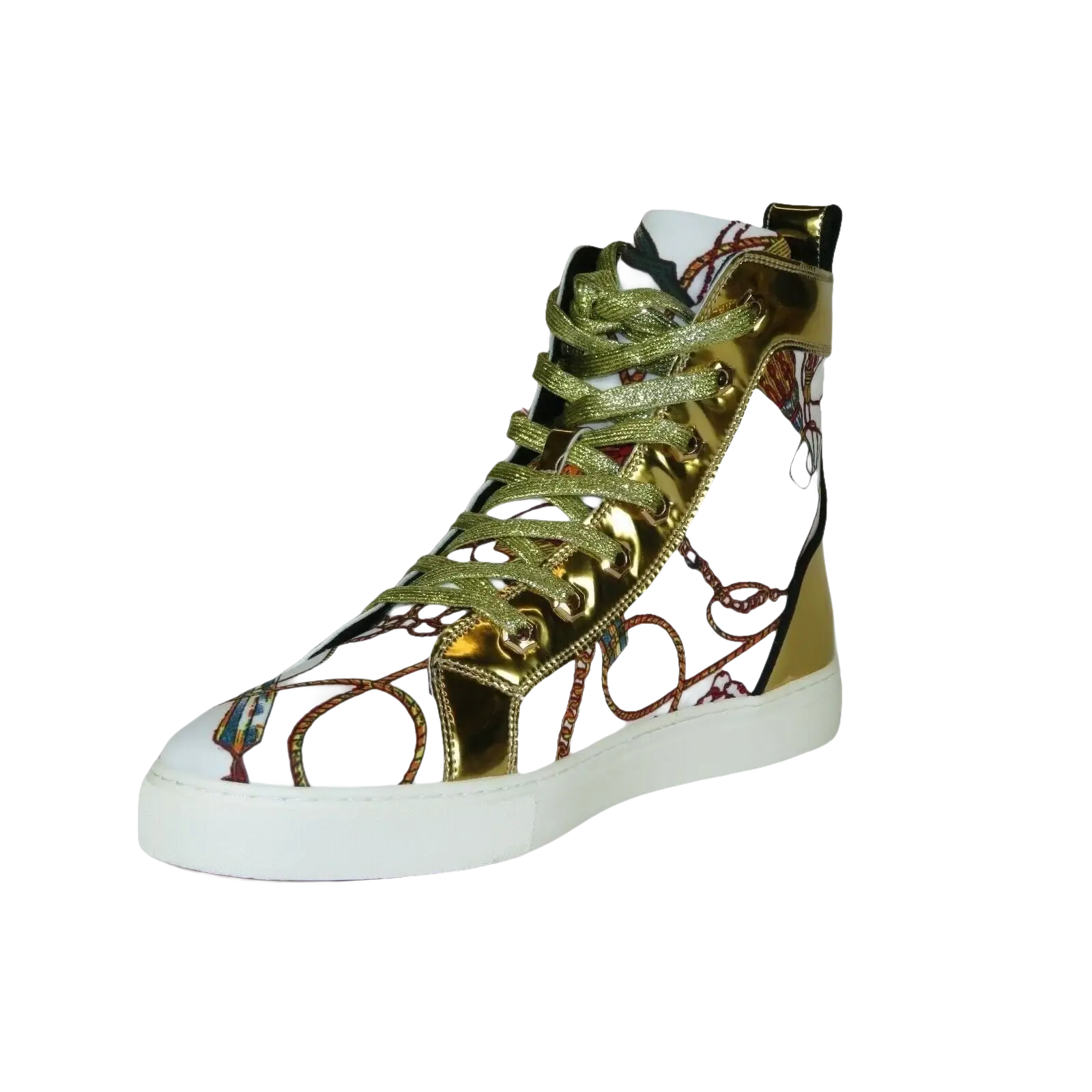 Mens High Top Shoes FIESSO by AURELIO GARCIA Chain Medusa Celebrity 2421 White - J.Valintin Men's Wear Legend - 95109