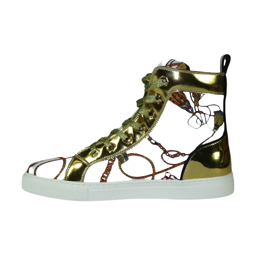 Mens High Top Shoes FIESSO by AURELIO GARCIA Chain Medusa Celebrity 2421 White - J.Valintin Men's Wear Legend - 95109