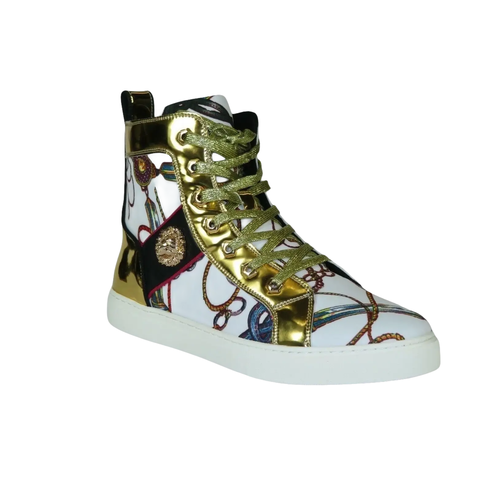 Mens High Top Shoes FIESSO by AURELIO GARCIA Chain Medusa Celebrity 2421 White - J.Valintin Men's Wear Legend - 95109