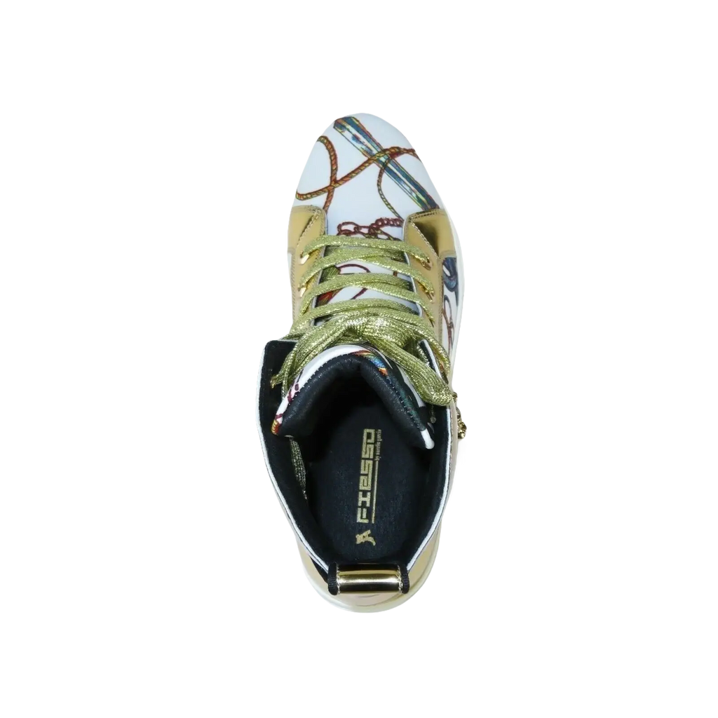 Mens High Top Shoes FIESSO by AURELIO GARCIA Chain Medusa Celebrity 2421 White - J.Valintin Men's Wear Legend - 95109