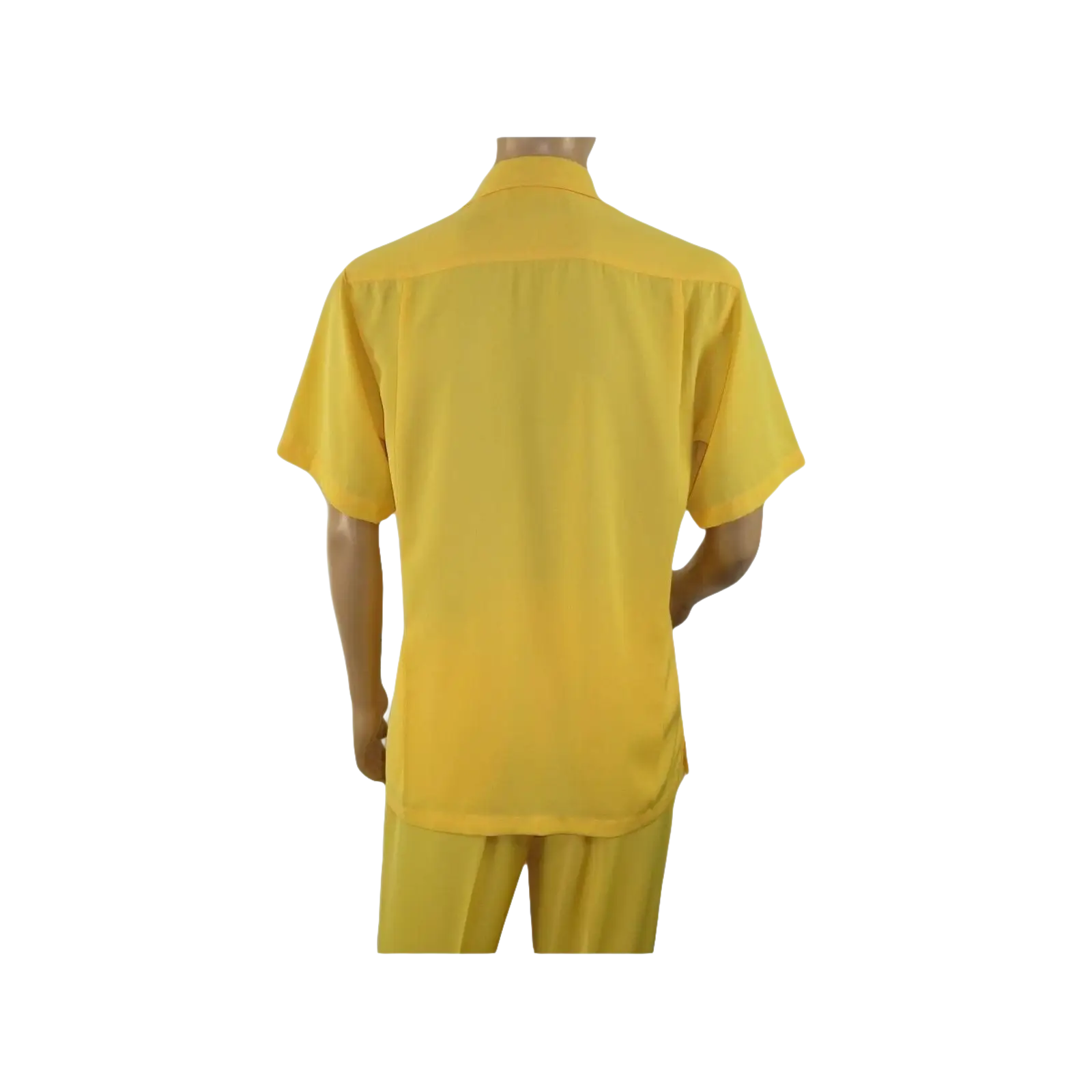 Mens INSERCH 2pc Walking Leisure Suit Shirt Pants Set Short Sleeves 9356 Banana - J.Valintin Men's Wear Legend - 94159