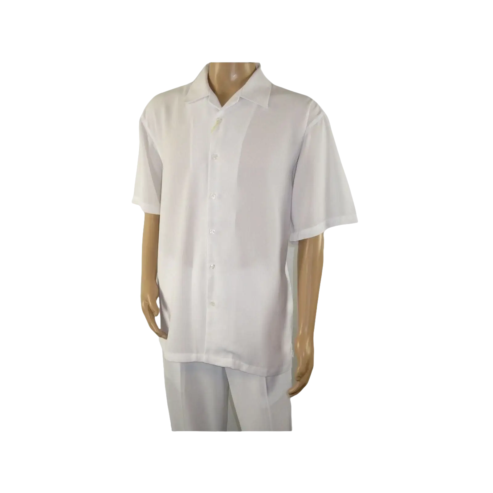 Mens INSERCH 2pc Walking Leisure Suit Shirt Pants Set Short Sleeves 9356 White - J.Valintin Men's Wear Legend - 94112