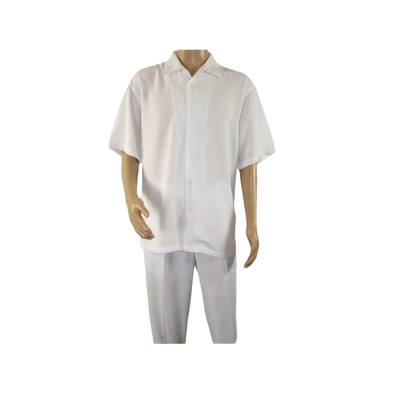 Mens INSERCH 2pc Walking Leisure Suit Shirt Pants Set Short Sleeves 9356 White - J.Valintin Men's Wear Legend - 94112