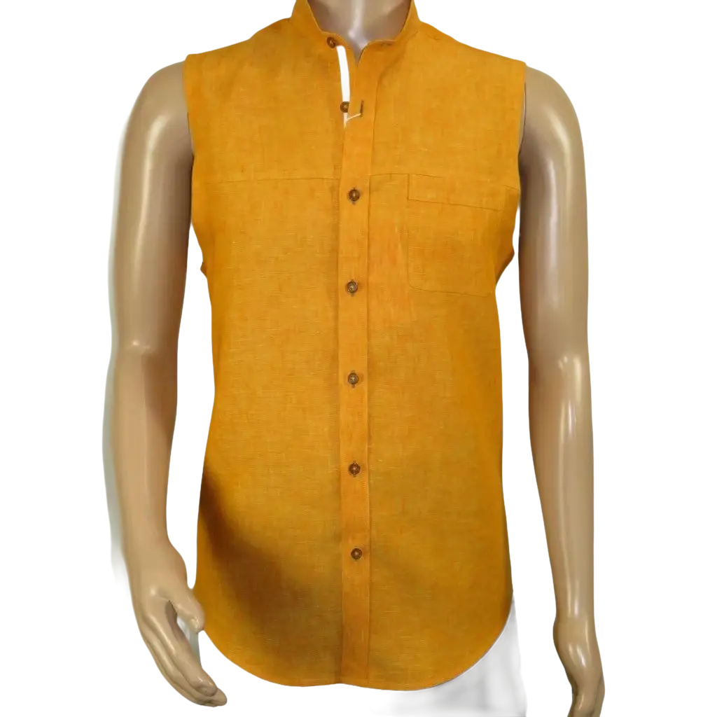 Mens INSERCH linen Shirt Banded Chinese Collar Sleeves - Less SS719 Sunburst - J.Valintin Men's Wear Legend - SS719 - 191 - M