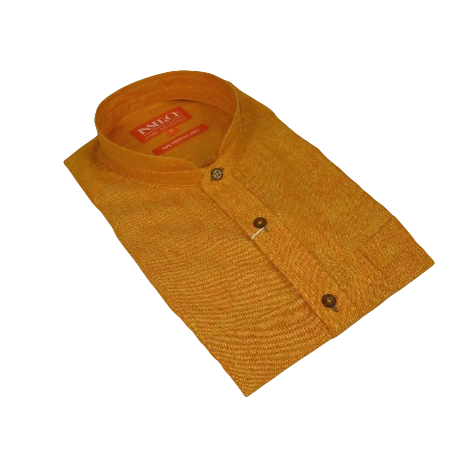 Mens INSERCH linen Shirt Banded Chinese Collar Sleeves - Less SS719 Sunburst - J.Valintin Men's Wear Legend - SS719 - 191 - M