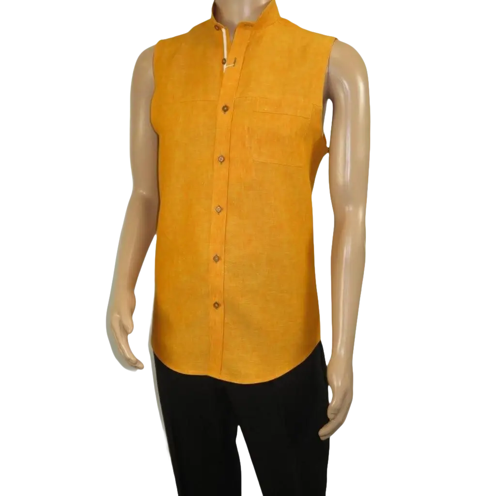 Mens INSERCH linen Shirt Banded Chinese Collar Sleeves - Less SS719 Sunburst - J.Valintin Men's Wear Legend - SS719 - 191 - M