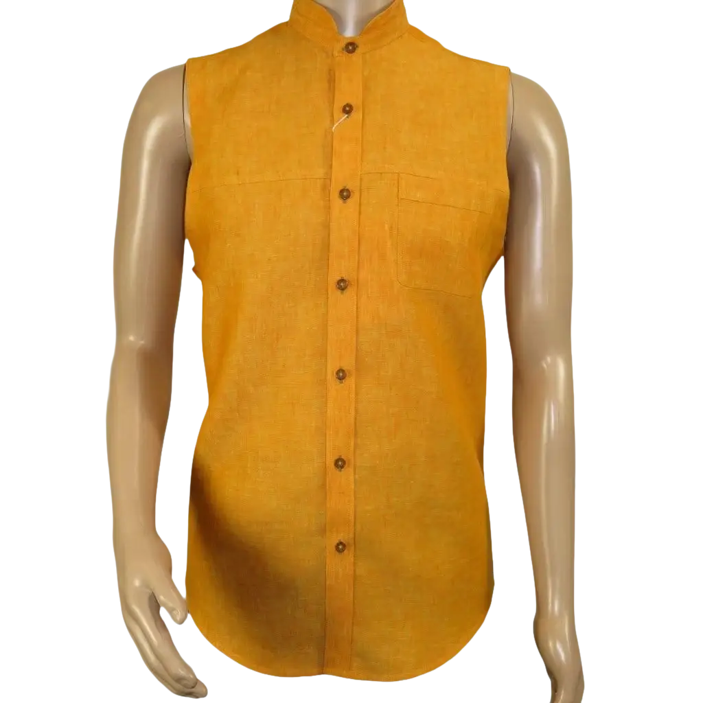 Mens INSERCH linen Shirt Banded Chinese Collar Sleeves - Less SS719 Sunburst - J.Valintin Men's Wear Legend - SS719 - 191 - M