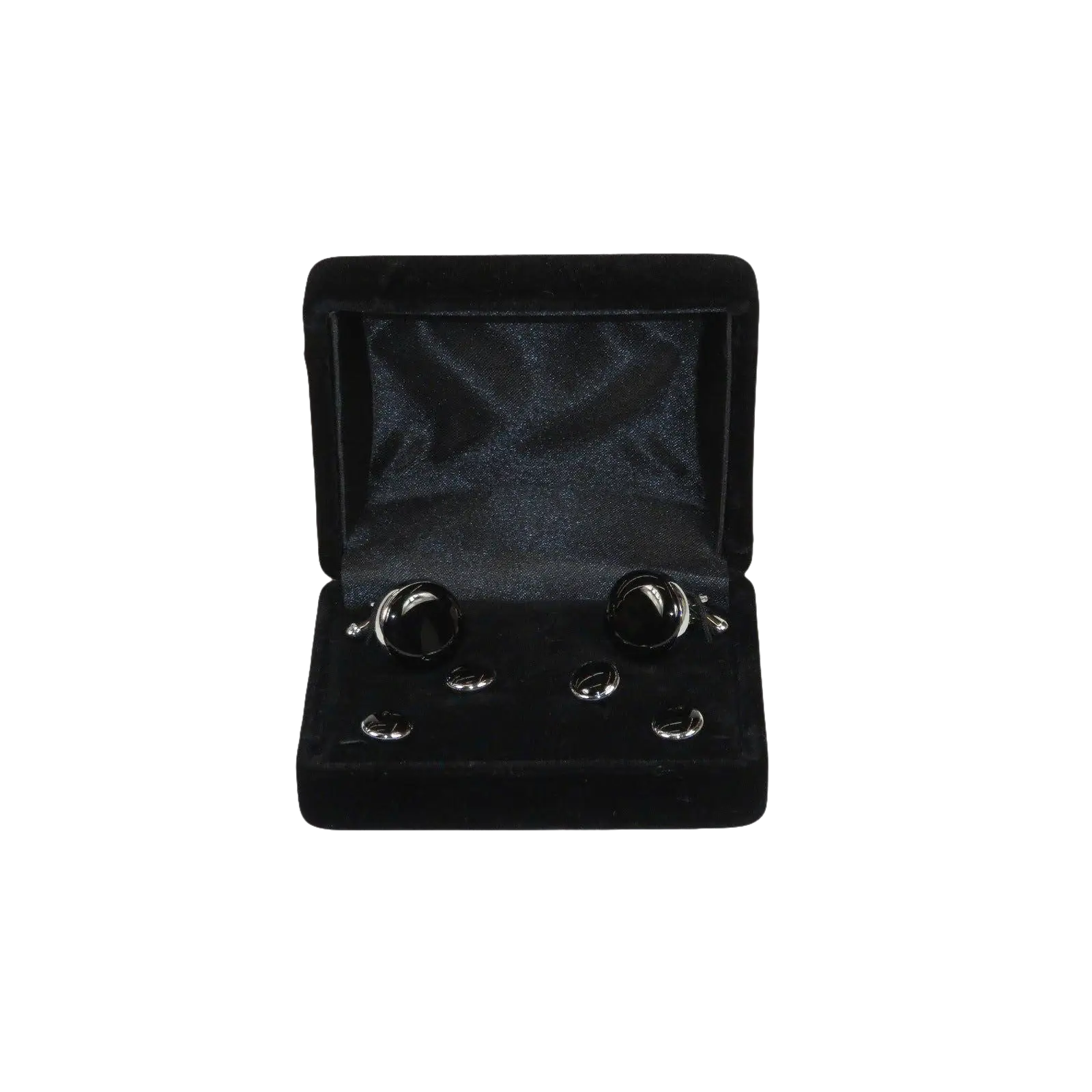 Men's J.Valintin Tuxedo Shirt Cufflinks Stud Set Black Silver 92565 - J.Valintin Men's Wear Legend - 92565