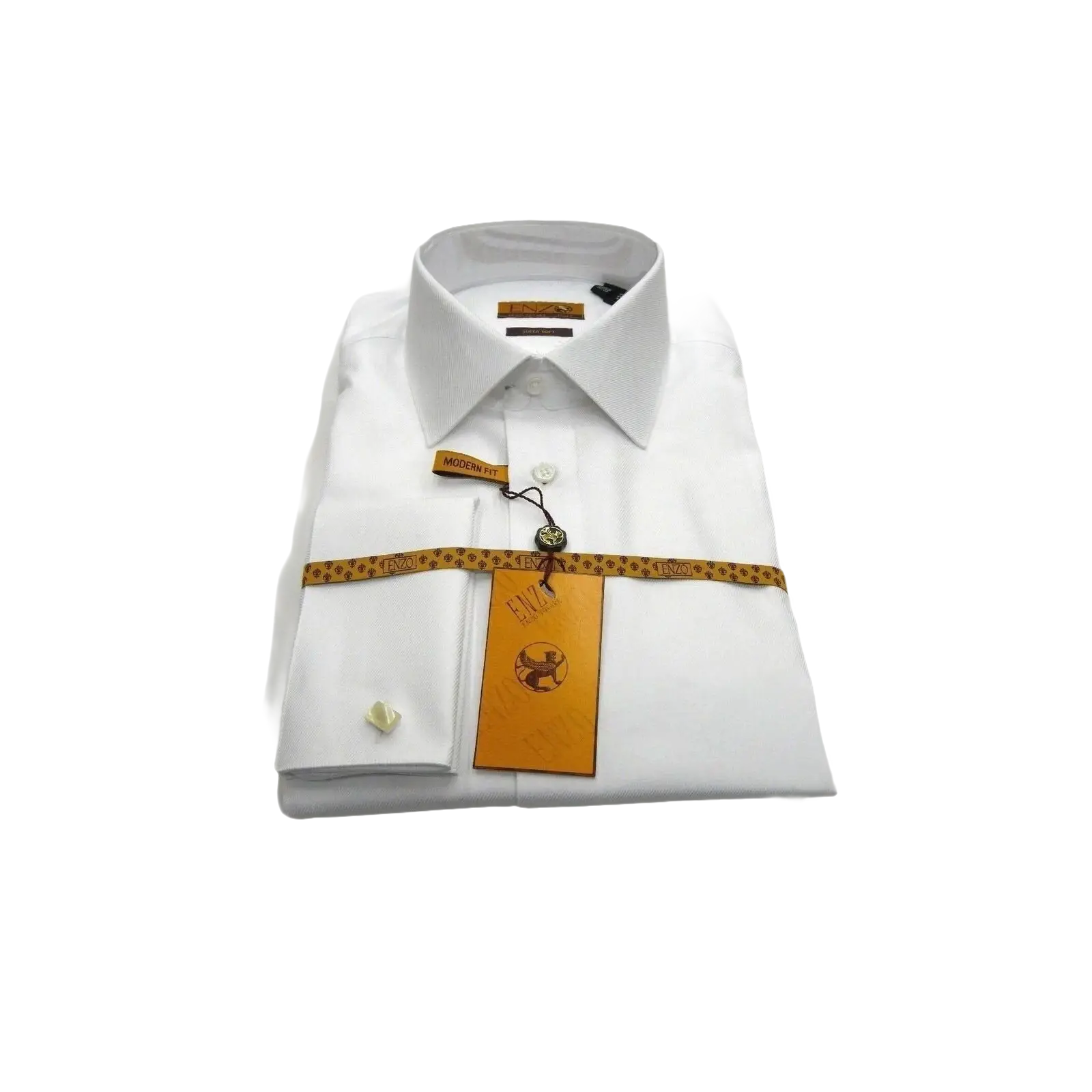 Mens long sleeves Cotton Shirt French Cuffs Wrinkle Resistance ENZO 61102 White - J.Valintin Men's Wear Legend - 389