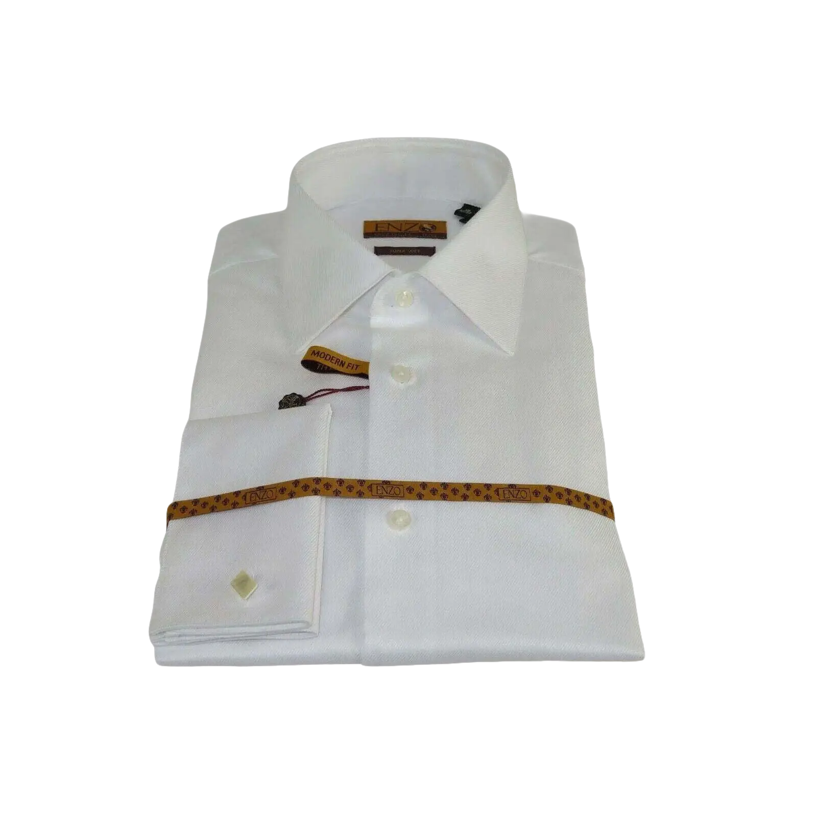 Mens long sleeves Cotton Shirt French Cuffs Wrinkle Resistance ENZO 61102 White - J.Valintin Men's Wear Legend - 389
