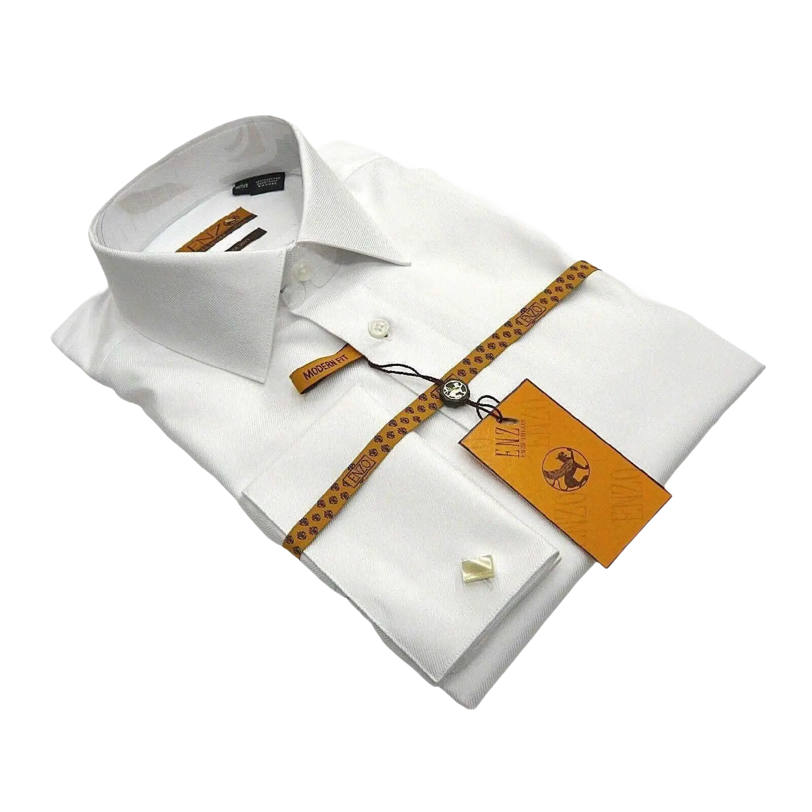 Mens long sleeves Cotton Shirt French Cuffs Wrinkle Resistance ENZO 61102 White - J.Valintin Men's Wear Legend - 389