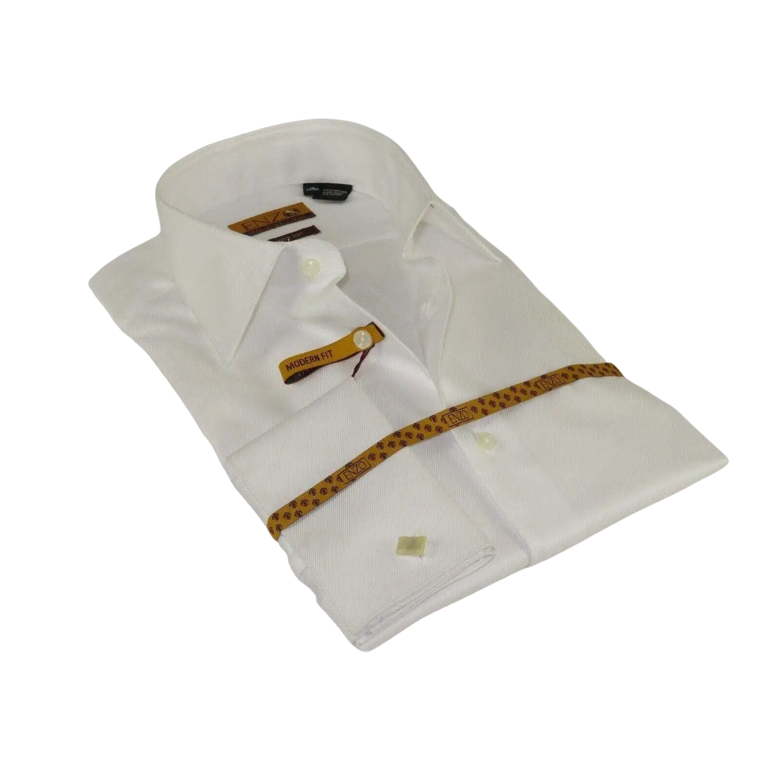 Mens long sleeves Cotton Shirt French Cuffs Wrinkle Resistance ENZO 61102 White - J.Valintin Men's Wear Legend - 389