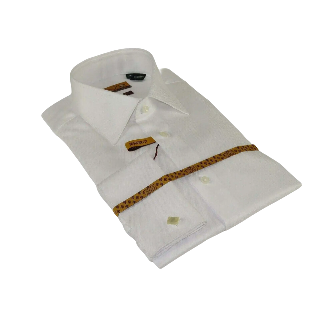 Mens long sleeves Cotton Shirt French Cuffs Wrinkle Resistance ENZO 61102 White - J.Valintin Men's Wear Legend - 389