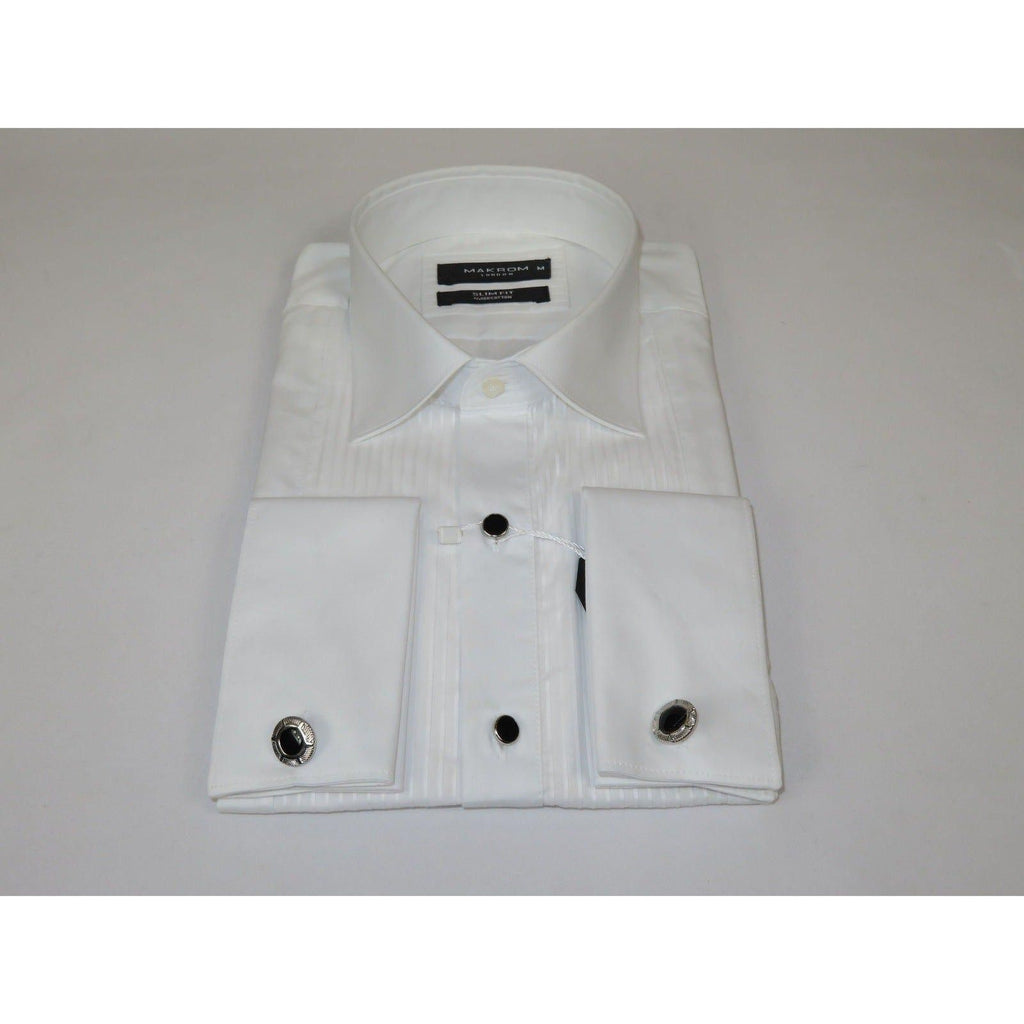 Men's Makrom Turkey Formal Tuxedo Shirt Cotton Lay - down 5676 - 420 White - J.Valintin Men's Wear Legend - 74223