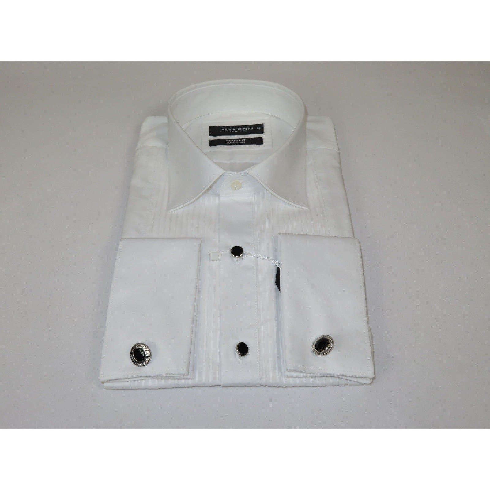 Men's Makrom Turkey Formal Tuxedo Shirt Cotton Lay - down 5676 - 420 White - J.Valintin Men's Wear Legend - 74223