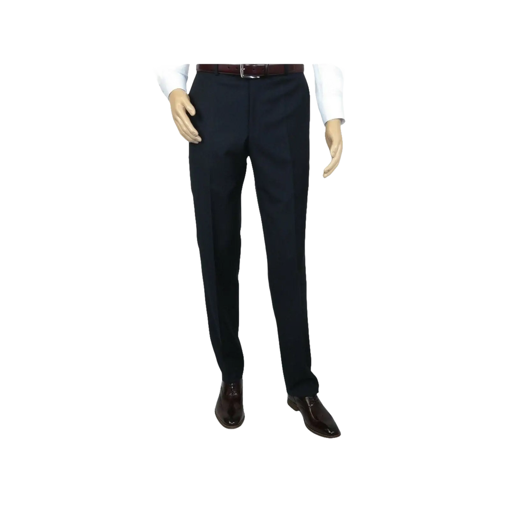 Men's MANTONI Flat Front Pants 100% Wool Super 140's Classic Fit 40901 Navy Blue - J.Valintin Men's Wear Legend - 10375