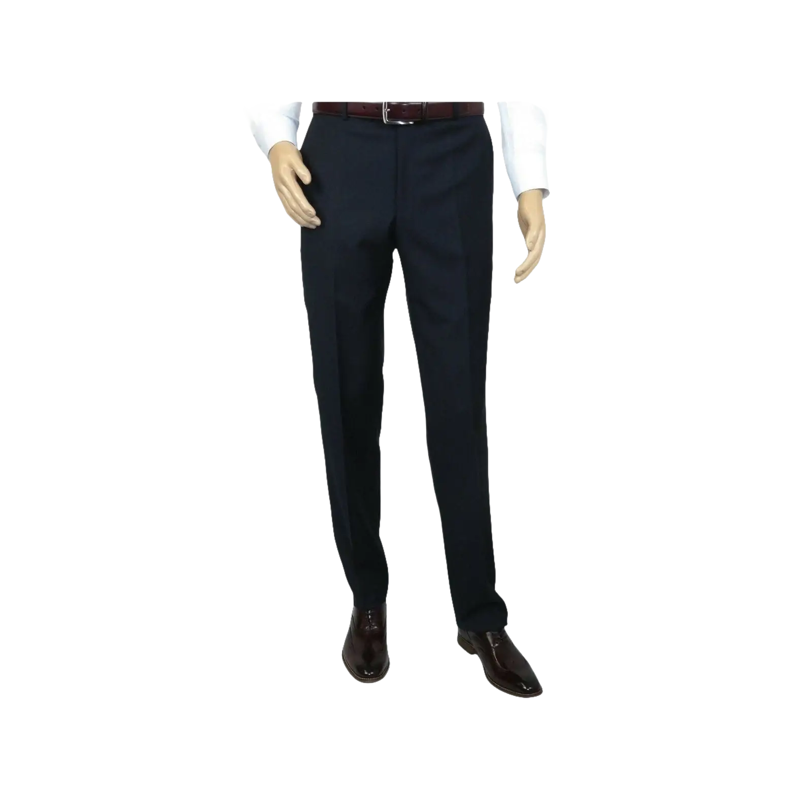 Men's MANTONI Flat Front Pants 100% Wool Super 140's Classic Fit 40901 Navy Blue - J.Valintin Men's Wear Legend - 10375