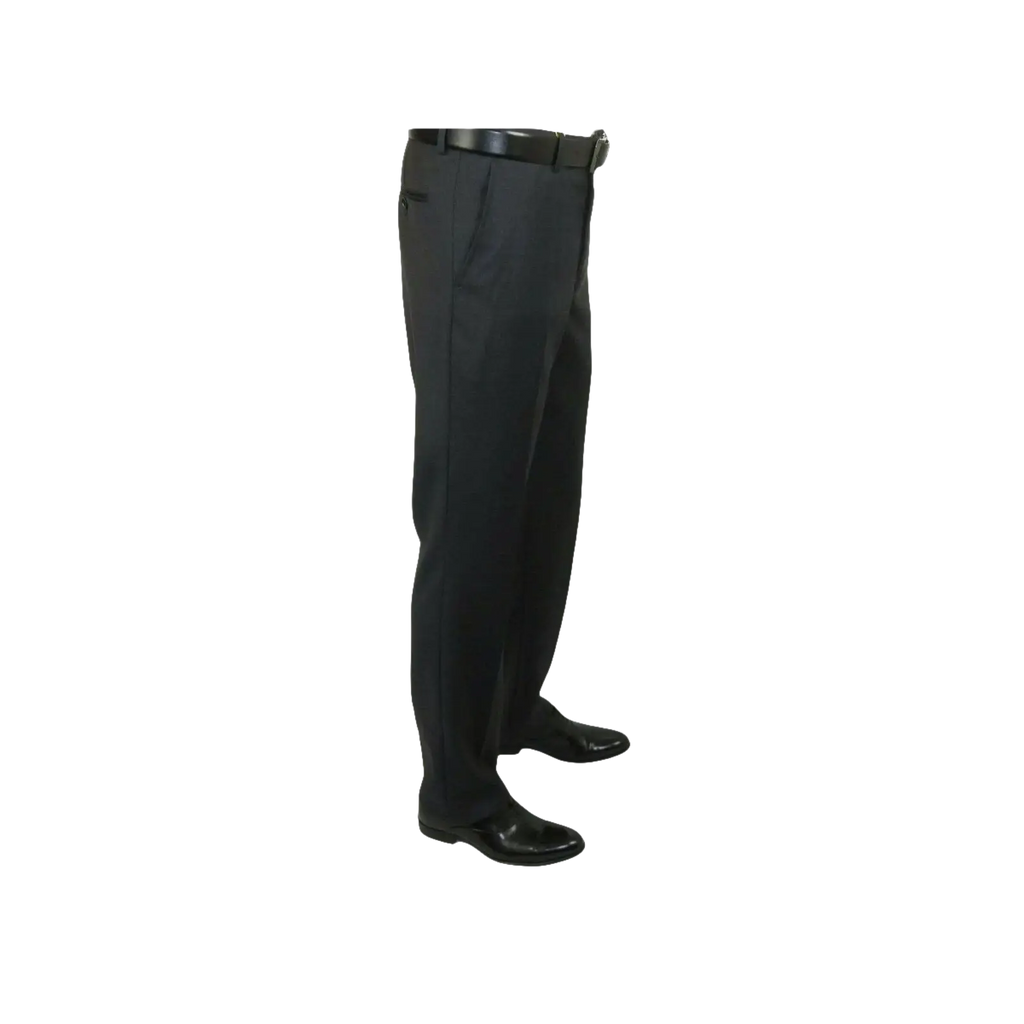 Mens MANTONI Flat Front Pants 100% Wool Super 140's Classic Fit 46306 - 3 Charcoal - J.Valintin Men's Wear Legend - 8336