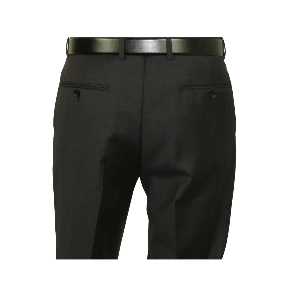 Mens MANTONI Flat Front Pants 100% Wool Super 140's Classic Fit 46306 - 3 Charcoal - J.Valintin Men's Wear Legend - 8336