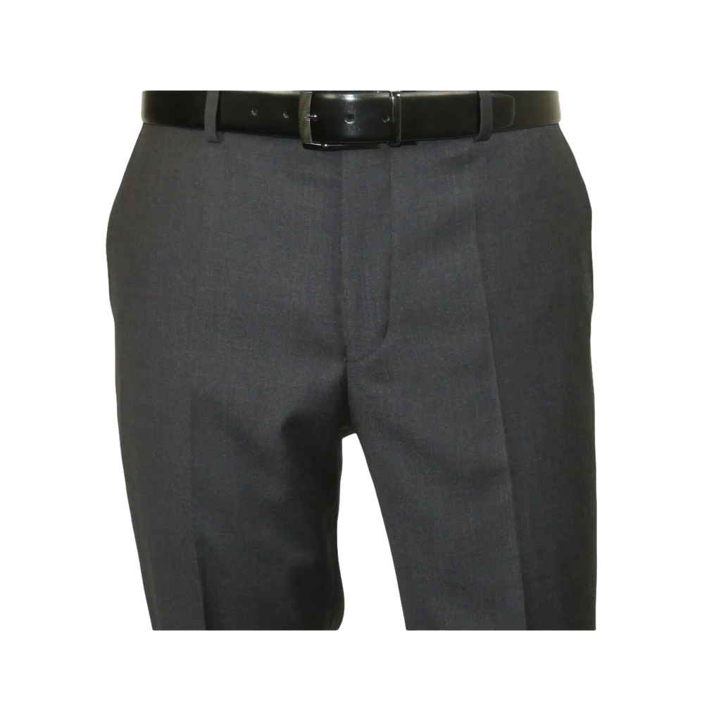 Mens MANTONI Flat Front Pants 100% Wool Super 140's Classic Fit 46306 - 3 Charcoal - J.Valintin Men's Wear Legend - 8336