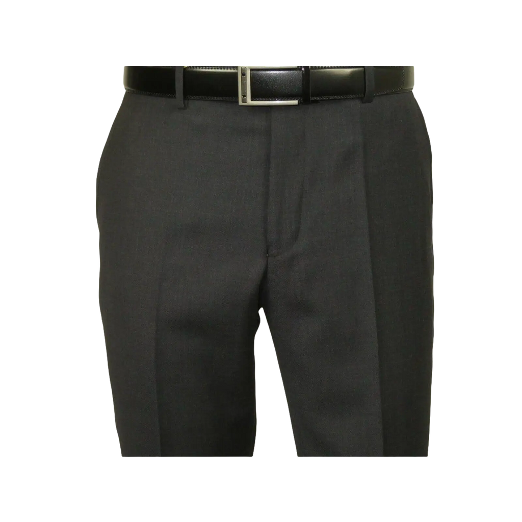 Mens MANTONI Flat Front Pants 100% Wool Super 140's Classic Fit 46306 - 3 Charcoal - J.Valintin Men's Wear Legend - 8336