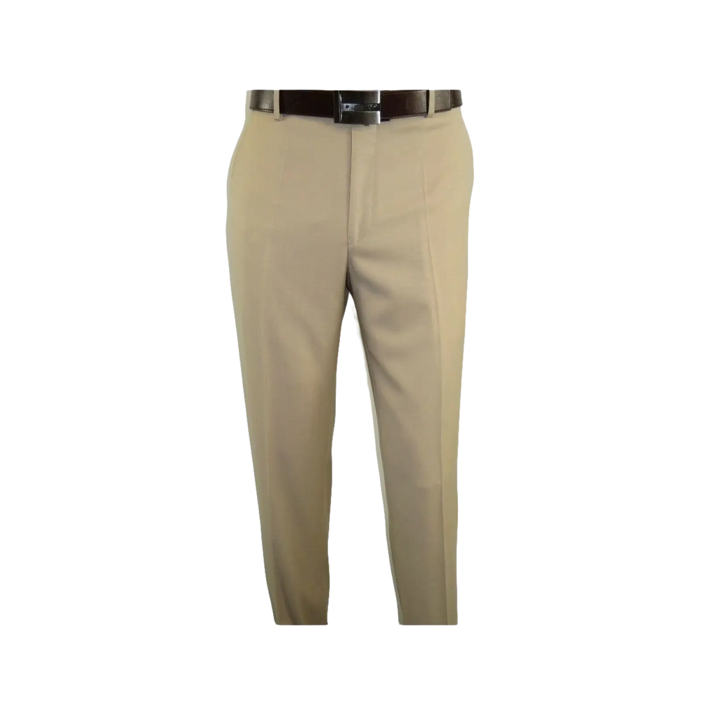 Mens MANTONI Flat Front Pants All Wool Super 140's Classic Fit 40901 Beige - J.Valintin Men's Wear Legend - 19268