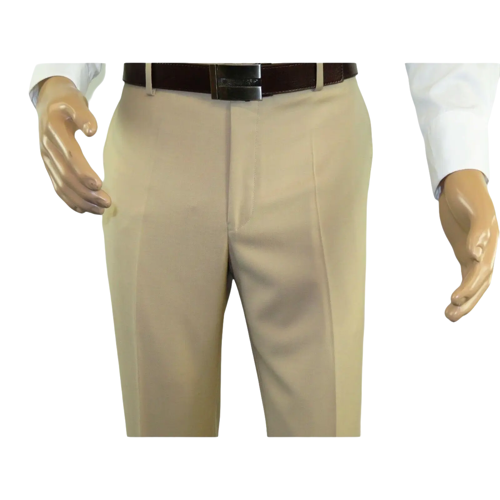 Mens MANTONI Flat Front Pants All Wool Super 140's Classic Fit 40901 Beige - J.Valintin Men's Wear Legend - 19268