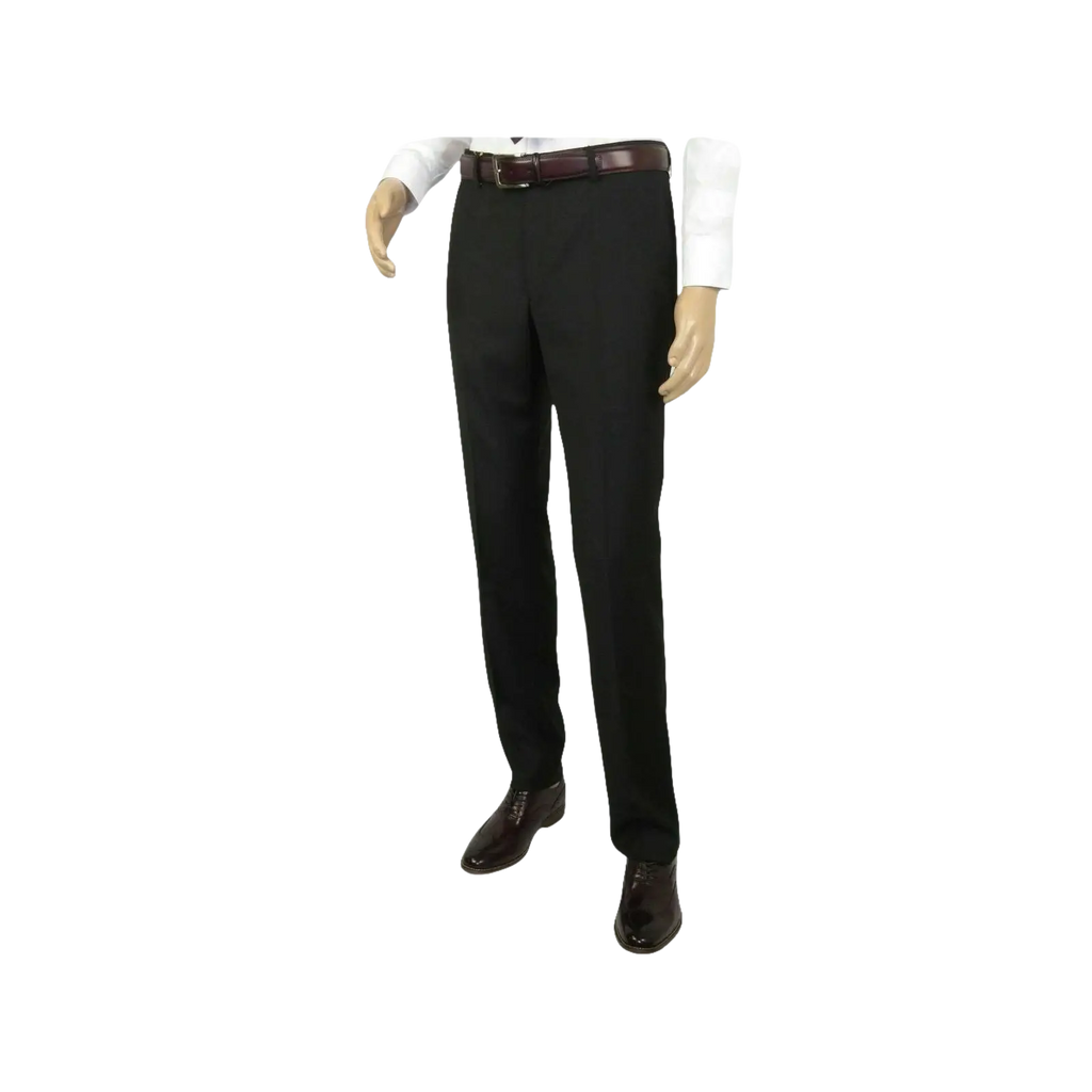 Men's Mantoni Flat Front Pants All Wool Super 140's Classic Fit 40901 Black - J.Valintin Men's Wear Legend - 9525