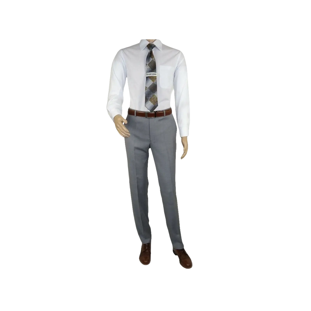 Mens Mantoni Flat Front Pants All Wool Super 140's Classic Fit 46306 - 2 Gray - J.Valintin Men's Wear Legend - 19267