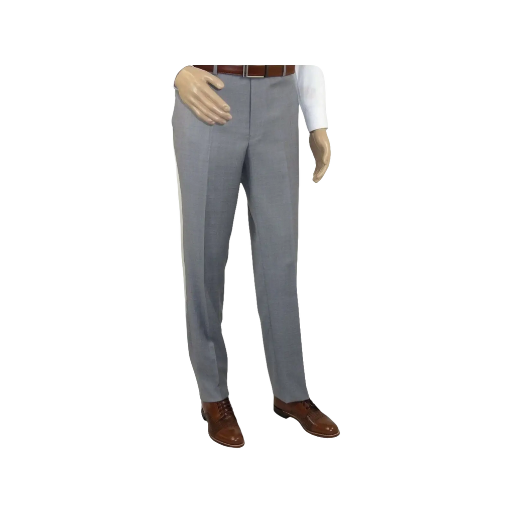 Mens Mantoni Flat Front Pants All Wool Super 140's Classic Fit 46306 - 2 Gray - J.Valintin Men's Wear Legend - 19267