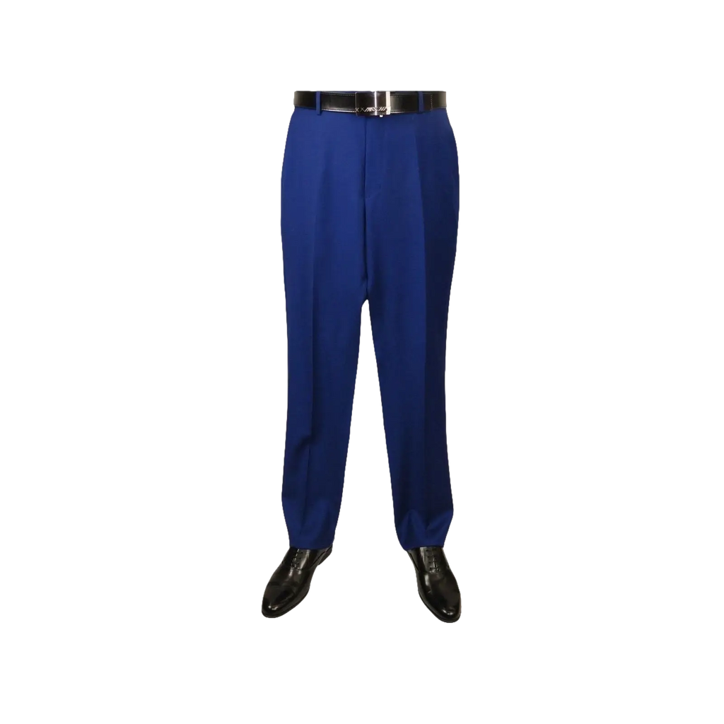 Mens Mantoni Flat Front Trousers Wool Super 140s Classic Fit 40901 French Blue - J.Valintin Men's Wear Legend - 2662
